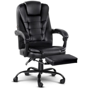 Electric Massage Office Chairs Recliner Computer Gaming Seat Footrest Black