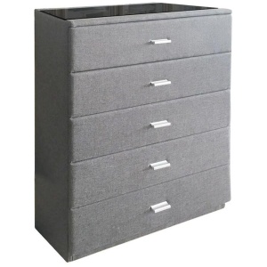 Elena Fabric Chest Of 5-Drawer Tallboy Storage Cabinet - Light Grey
