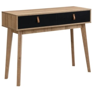 Eliana Modern Scandinavian Console Hall Table W/ 2-Drawers - Oak/Black
