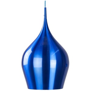 Elias Modern Classic Metal Wine Glass Pendant Light Lamp High Gloss Shiny Finish- Blue