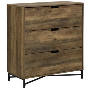 Elijah Industrial Chest Of 3-Drawers Tallboy Storage Cabinet - Old Wood