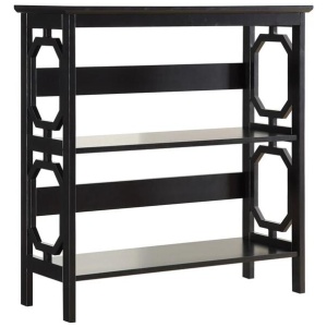 Elka 3-Tier Wooden Low Display Shelf Unit Bookcase Black