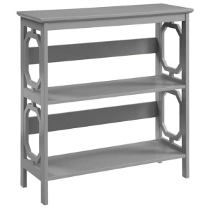 Elka 3-Tier Wooden Low Display Shelf Unit Bookcase Grey