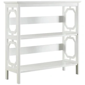 Elka 3-Tier Wooden Low Display Shelf Unit Bookcase White