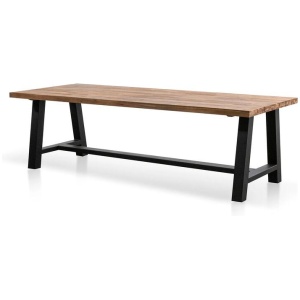 Ellis 2.5m Outdoor Dining Table - Natural Top and Black Base by Interior Secrets - AfterPay Available