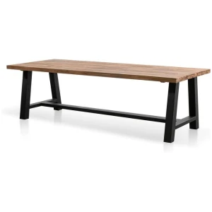 Ellis 2.5m Outdoor Dining Table - Natural Top and Black Base by Interior Secrets - AfterPay Available