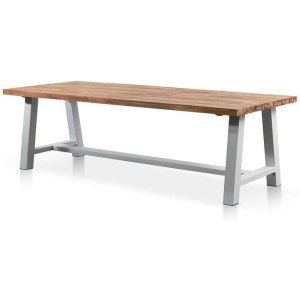 Ellis 2.5m Outdoor Dining Table - Natural Top and White Base by Interior Secrets - AfterPay Available