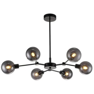 Ellison 6 Lights Modern Elegant Pendant Lamp Ceiling Light - Black Chrome