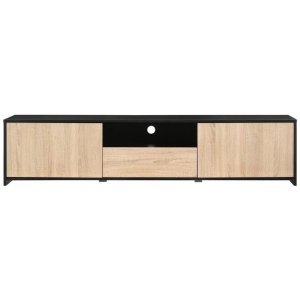 Elly Lowline Entertainment Unit TV Stand 180cm W/ 2-Doors 1-Drawer - Black/Oak
