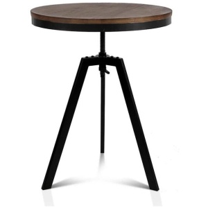 Elm Wood Round Dining Table - Dark Brown