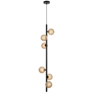 Elson Modern Pendant Hanging Lamp Light Metal Glass Black Amber Matte