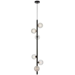 Elson Modern Pendant Hanging Lamp Light Metal Glass Black Clear Matte