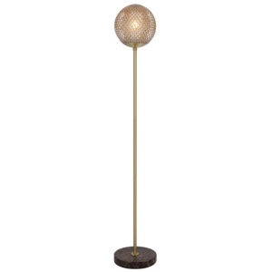Elwick Modern Standing Floor Lamp Light Foot Switch Marble Glass Metal Amber Gloss