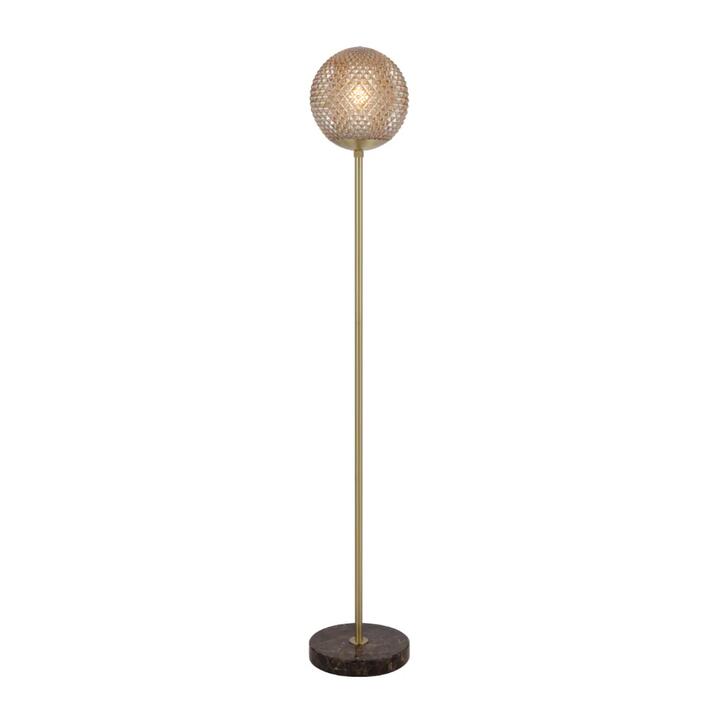 Elwick Modern Standing Floor Lamp Light Foot Switch Marble Glass Metal Amber Gloss