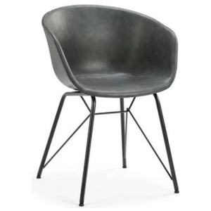 Emerson Premium PU Leather Kitchen Dining Chair Armchair - Charcoal