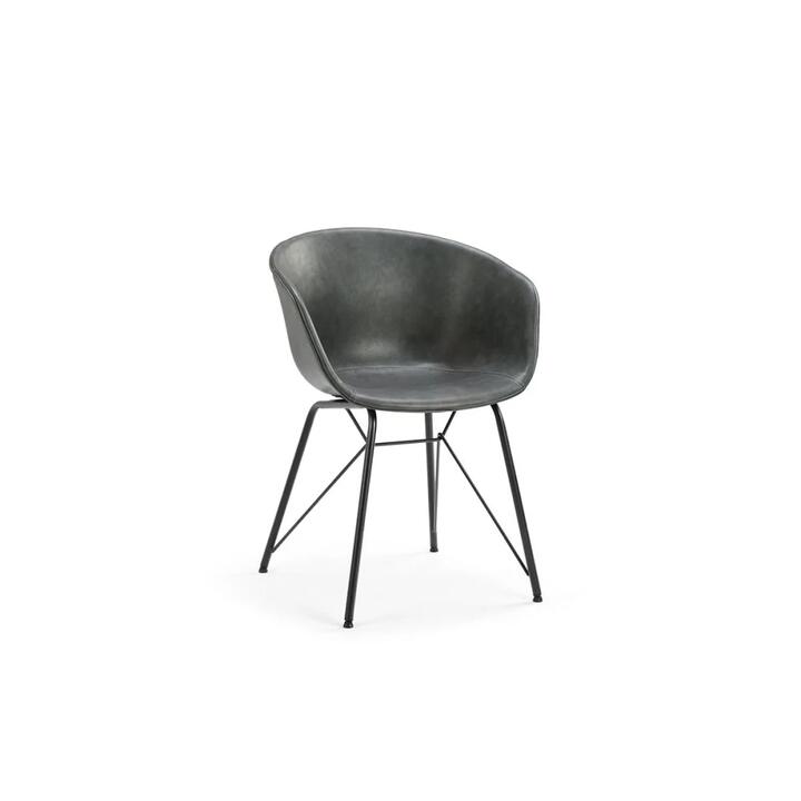 Emerson Premium PU Leather Kitchen Dining Chair Armchair - Charcoal