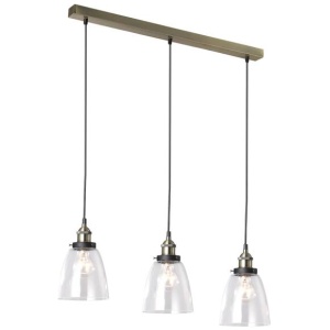 Emma 3-Lights Modern Glass Shade Pendant Lamp Light Antique Brass
