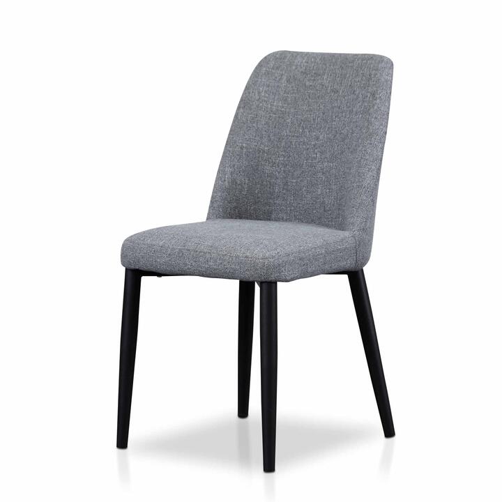 Emmitt Fabric Dining Chair - Pebble Grey in Black Legs - Last One by Interior Secrets - AfterPay Available