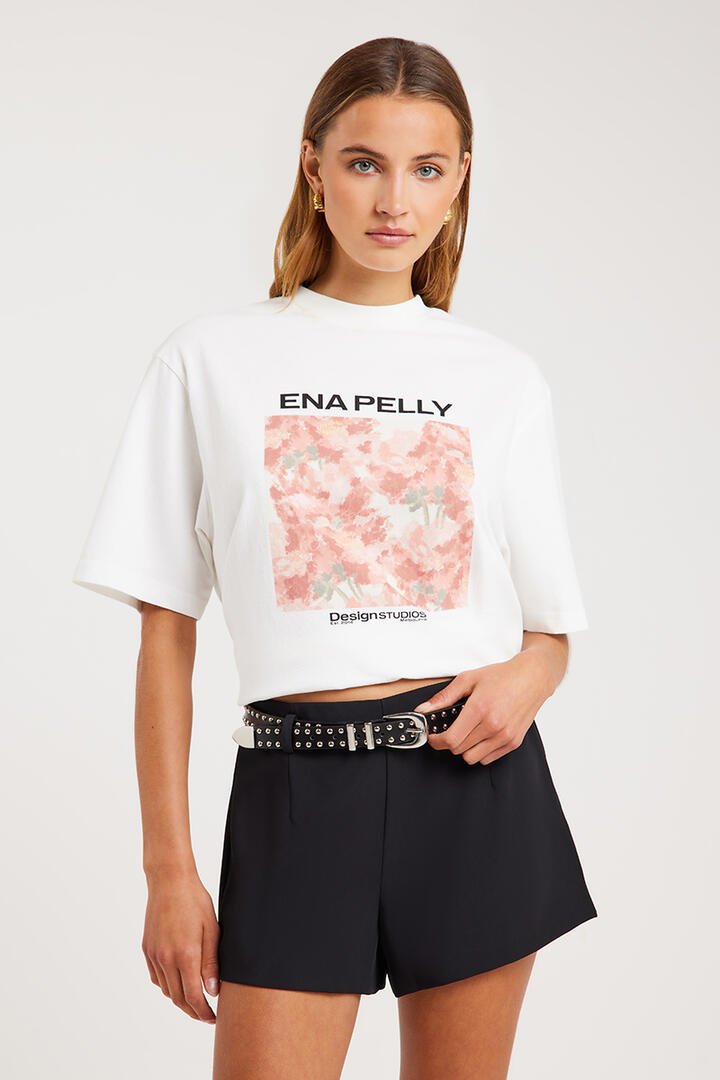 Ena Pelly Coral Floral Tee Vintage White