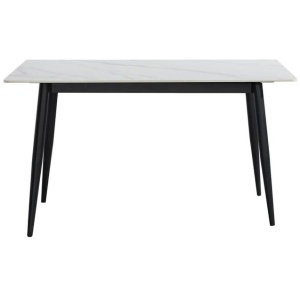 Eniko Rectangular Sintered Stone Dining Table 130cm - Black & White