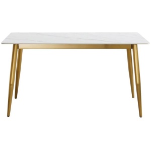 Eniko Rectangular Sintered Stone Dining Table 130cm - Gold & White