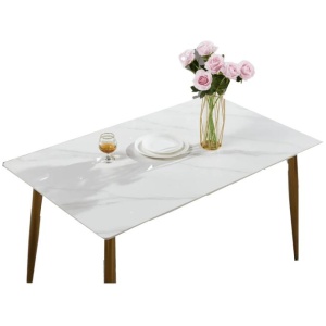 Eniko Rectangular Sintered Stone Dining Table 160cm - Gold & White