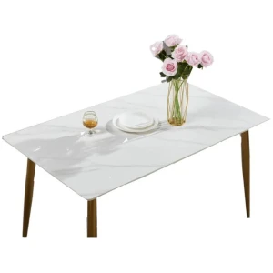 Eniko Rectangular Sintered Stone Dining Table 160cm - Gold & White