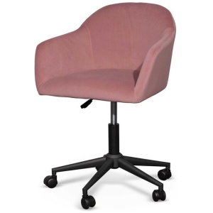Enoch Blush Velvet Office Chair - Black Base by Interior Secrets - AfterPay Available