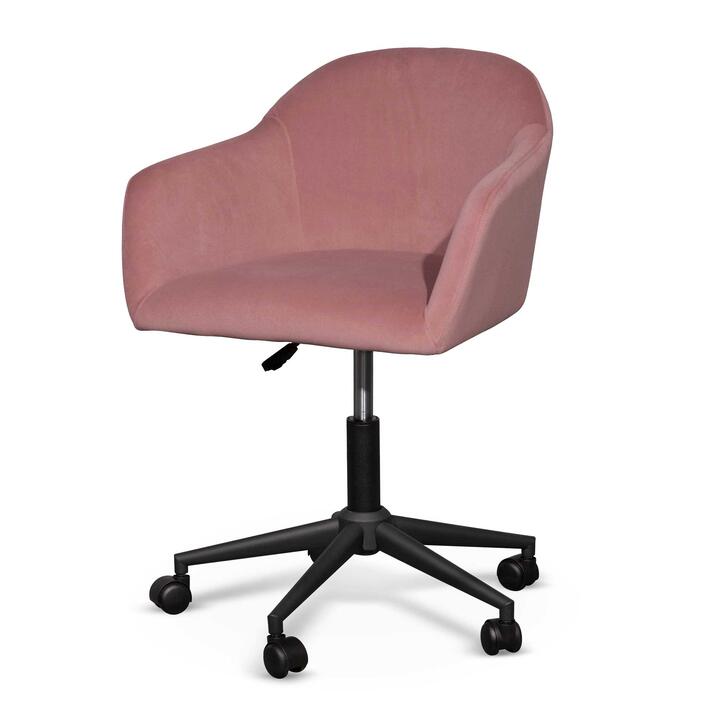 Enoch Blush Velvet Office Chair - Black Base by Interior Secrets - AfterPay Available