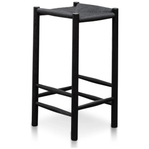 Erika 65cm Black Oak Bar Stool - Black Seat by Interior Secrets - AfterPay Available