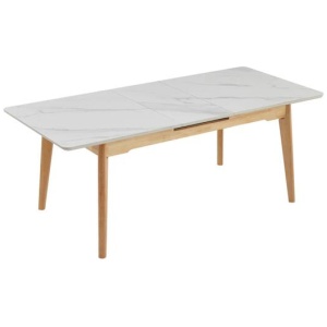 Erina Marble Effect Ceramic Extension Kitchen Dining Table 160-200cm Snow White