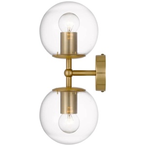 Eterna Contemporary Wall Lamp Light Glass Metal Clear Antique Gold