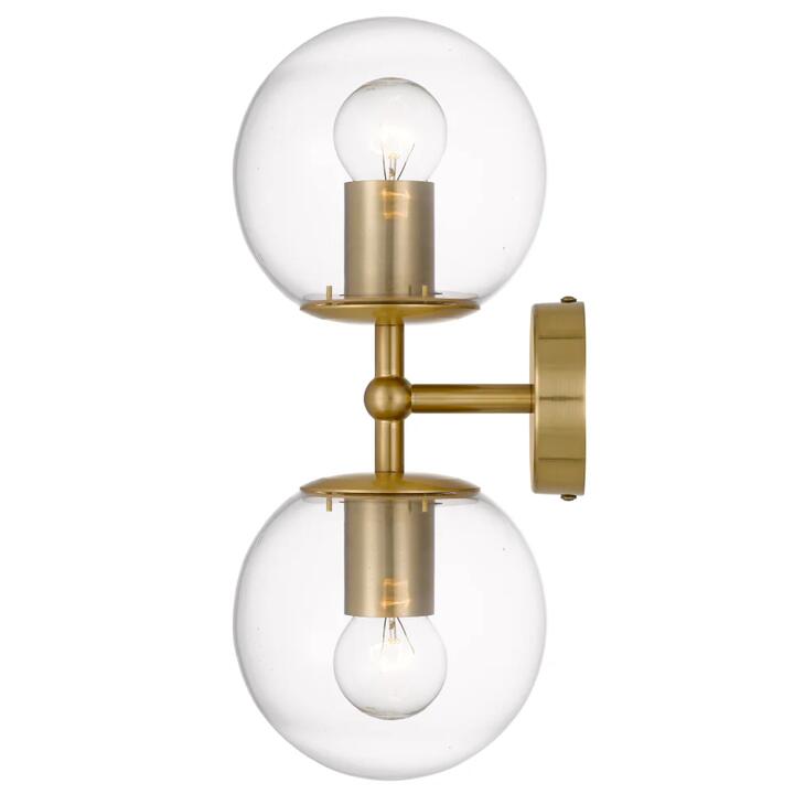 Eterna Contemporary Wall Lamp Light Glass Metal Clear Antique Gold