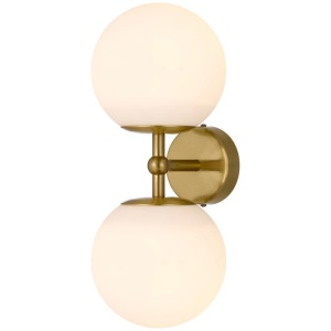 Eterna Contemporary Wall Lamp Light Glass Metal Opal Matt Antique Gold