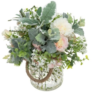 Eutomosa & Gypso Mixed Artificial Fake Plant Decorative Arrangement 35cm In Maison Jar