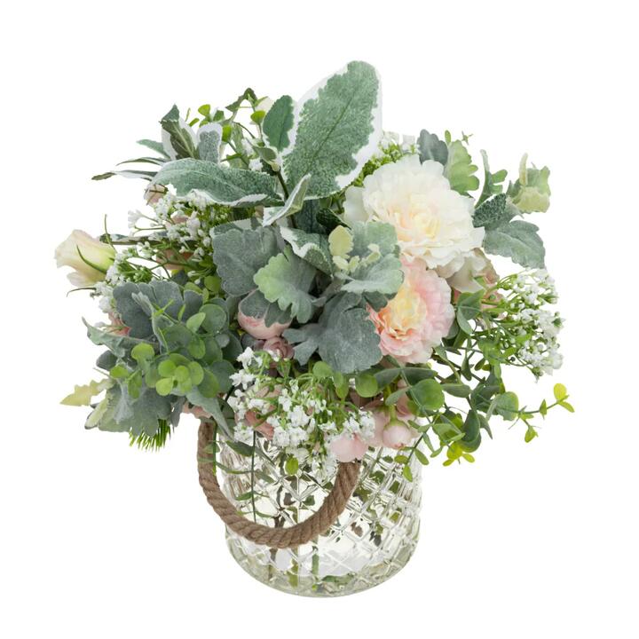 Eutomosa & Gypso Mixed Artificial Fake Plant Decorative Arrangement 35cm In Maison Jar