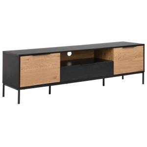 Everly Scandinavian Lowline Entertainment Unit TV Stand 170cm - Black/Oak