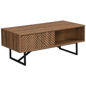 Evie Rectangular Coffee Table W/ 2-Drawers - Patt Oak/Black