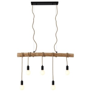 Evonne Timber Wood Pendant Lamp Light Black/Natural