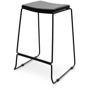 Ex Display - Apollo PU Bar Stool - Full Black by Interior Secrets - AfterPay Available