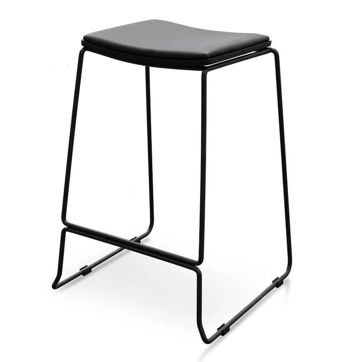 Ex Display - Apollo PU Bar Stool - Full Black by Interior Secrets - AfterPay Available