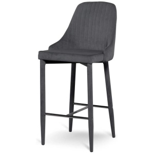 Ex Display - Arlen 65cm Bar Stool - Grey Velvet by Interior Secrets - AfterPay Available
