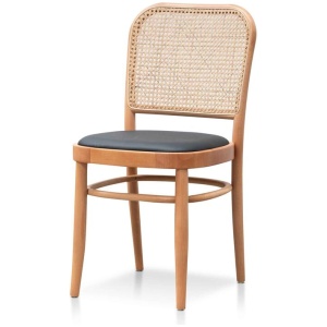 Ex Display - Bonilla Black Cushion Dining Chair - Natural Frame and Rattan by Interior Secrets - AfterPay Available