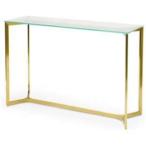 Ex Display - Cannon 1.2m Glass Console Table - Gold Base by Interior Secrets - AfterPay Available