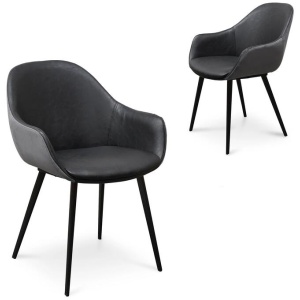 Ex Display - Cody Dining Chair - Antique Black and Charcoal Velvet by Interior Secrets - AfterPay Available