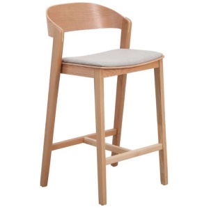 Ex Display - Davis Natural Bar Stool - Grey Seat by Interior Secrets - AfterPay Available