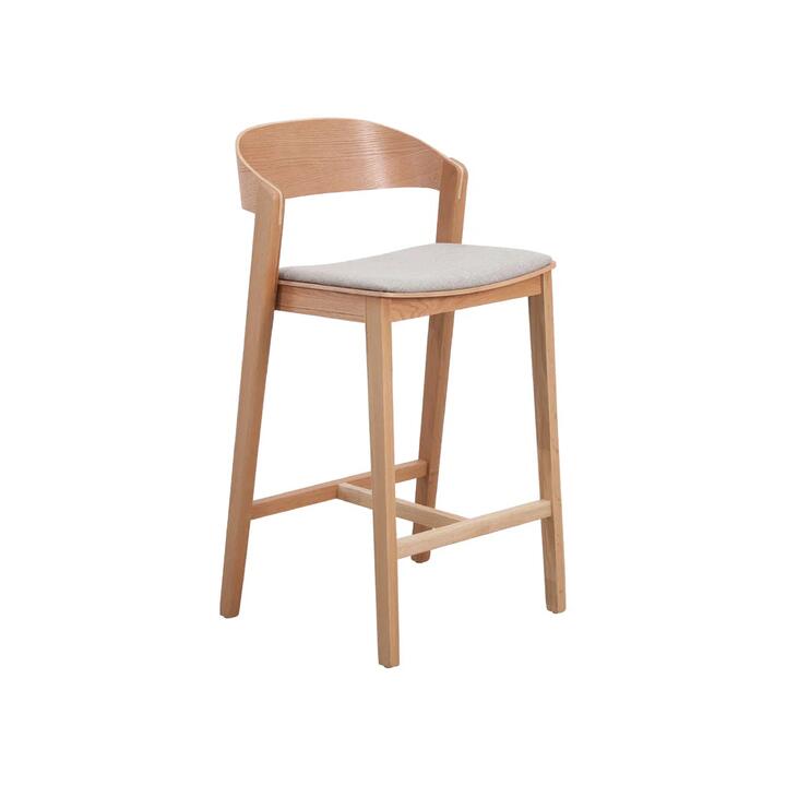 Ex Display - Davis Natural Bar Stool - Grey Seat by Interior Secrets - AfterPay Available