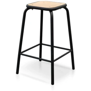 Ex Display - Dawson Bar Stool With Natural Timber Seat - Black Frame - Last One by Interior Secrets - AfterPay Available