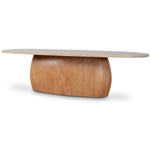 Ex Display - Edvard 2.8m Travertine Dining Table - Natural by Interior Secrets - AfterPay Available