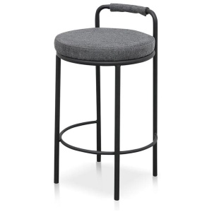 Ex Display - Karimi 65cm Bar Stool - Charcoal Grey by Interior Secrets - AfterPay Available